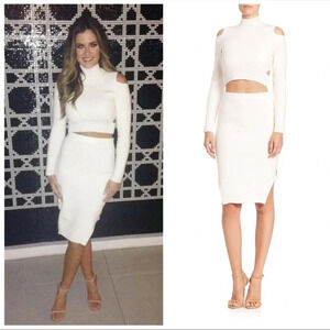 Jonathan  simkhai white knit midi skirt